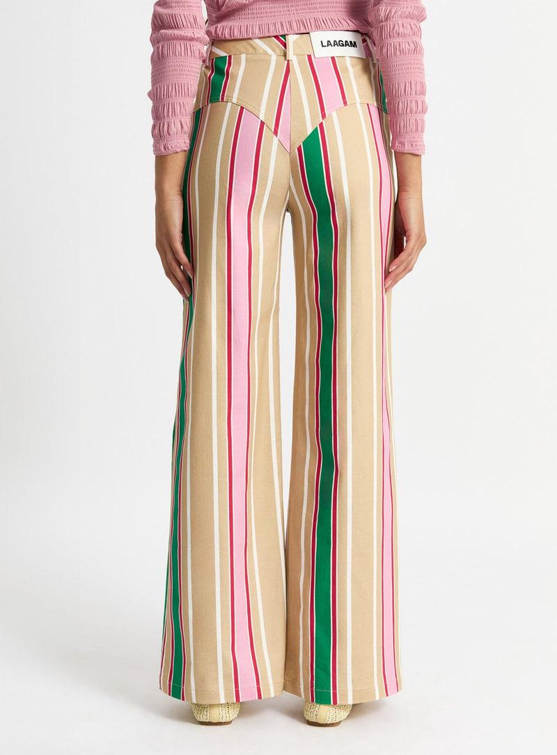 ﻿laagam LEROY BROWN STRIPED TWILL PANTS Precio de fábrica