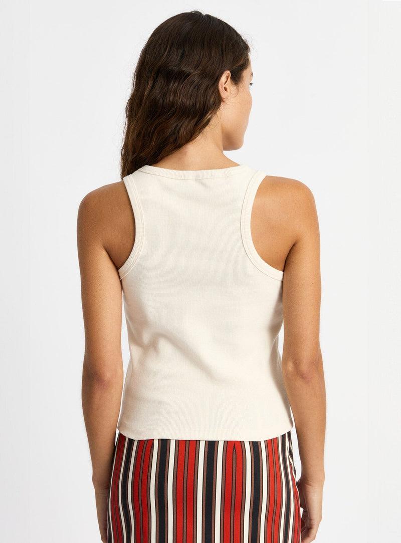 laagam ECRU EMBROIDERED LOGO TANK TOP Libre de impuestos