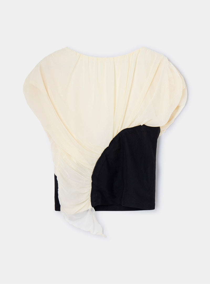 laagam GEMINI ECRU DRAPED TOP