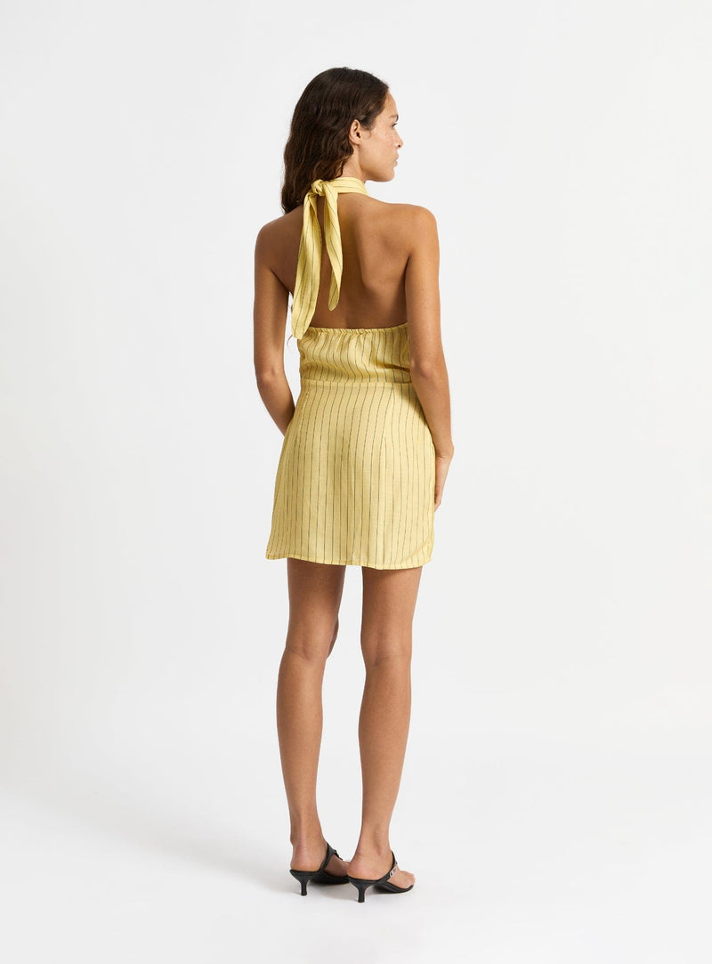 laagam AMAZONA YELLOW SHORT DRESS Descuento por venta flash
