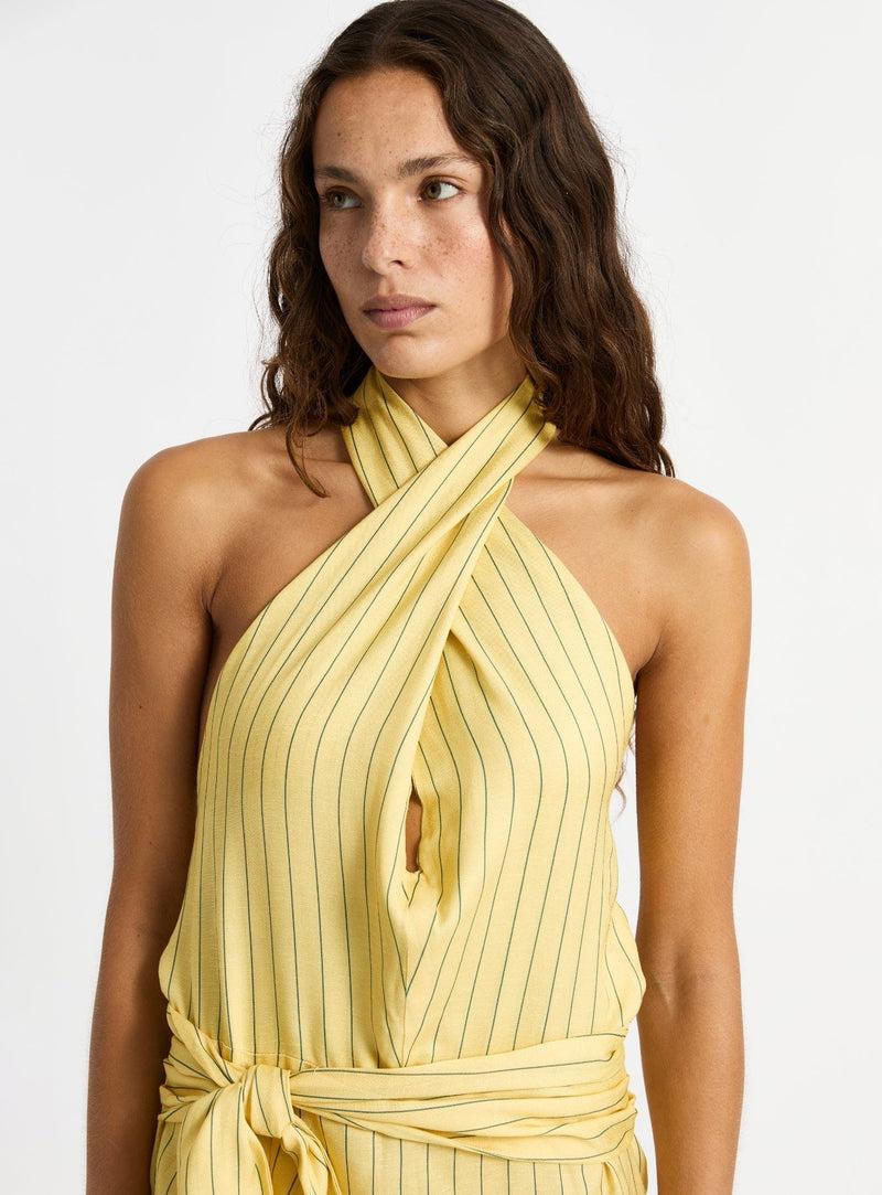 laagam AMAZONA YELLOW SHORT DRESS Descuento por venta flash