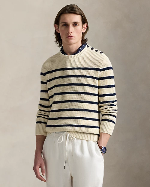 lauren ralph lauren Jersey de algodón y lino con rayas para hombre | Ralph Lauren® ES Gran oferta