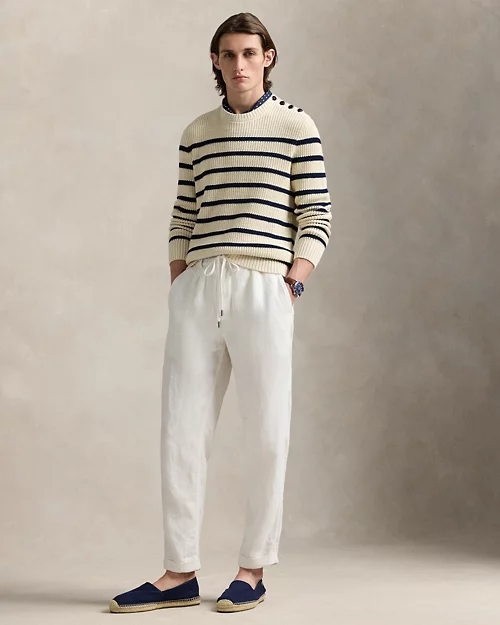 lauren ralph lauren Jersey de algodón y lino con rayas para hombre | Ralph Lauren® ES Gran oferta