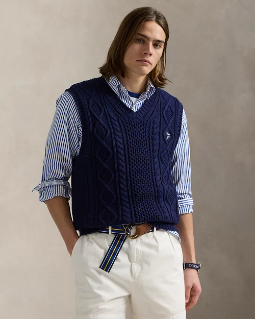 lauren ralph lauren Chaleco de punto Aran de algodón para hombre | Ralph Lauren® ES Oferta especial de fábrica