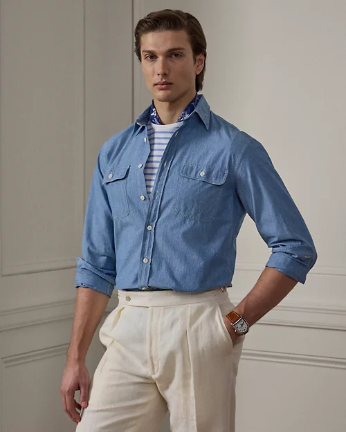 lauren ralph lauren Camisa de cambray lavado para hombre | Ralph Lauren® ES Venta caliente
