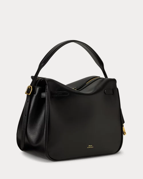 lauren ralph lauren Bolso Satchel Polo ID de piel para mujer | Ralph Lauren® ES En línea