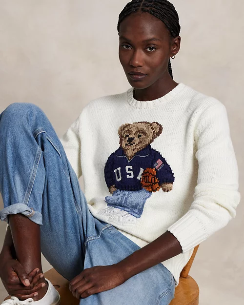 lauren ralph lauren Jersey de algodón y lino con Polo Bear para mujer | Ralph Lauren® ES COMPRAR AHORA