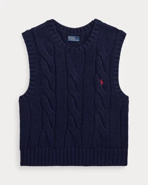 lauren ralph lauren Chaleco recortado en punto de ochos para mujer | Ralph Lauren® ES Promoción por tiempo limitado