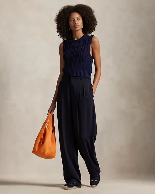 lauren ralph lauren Chaleco recortado en punto de ochos para mujer | Ralph Lauren® ES Promoción por tiempo limitado