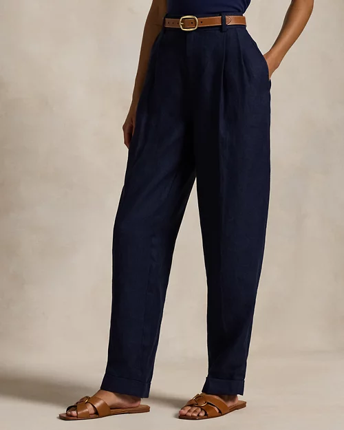 lauren ralph lauren Pantalón Tapered Fit de lino en espiga para mujer | Ralph Lauren® ES Solo hoy
