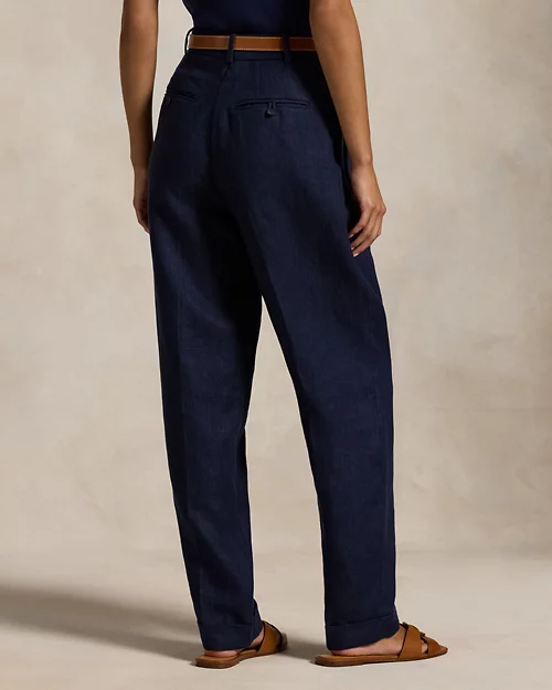 lauren ralph lauren Pantalón Tapered Fit de lino en espiga para mujer | Ralph Lauren® ES Solo hoy