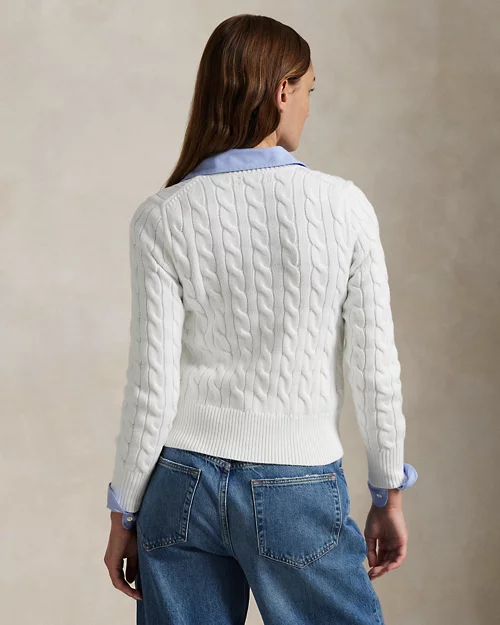 lauren ralph lauren Cárdigan de algodón en punto de ochos para mujer | Ralph Lauren® ES Promoción trimestral