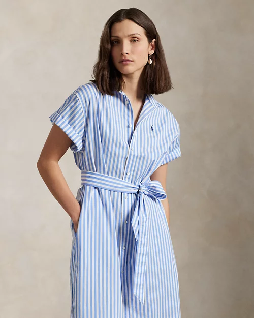 lauren ralph lauren Vestido camisero de algodón con cinturón para mujer | Ralph Lauren® ES Liquidación