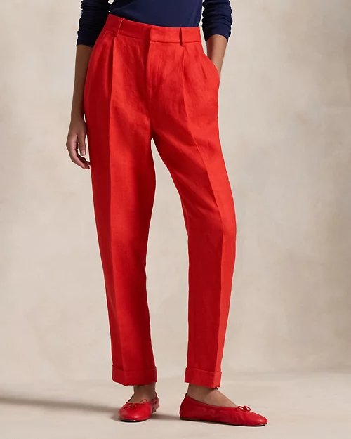 lauren ralph lauren Pantalón ajustado de sarga de lino para mujer | Ralph Lauren® ES Ahorra y exporta