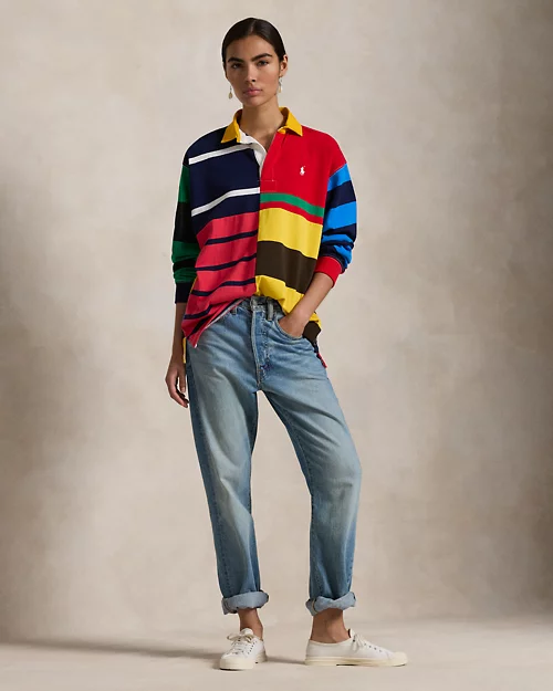lauren ralph lauren Camiseta de rugby de punto en patchwork para mujer | Ralph Lauren® ES Precios de Black Friday