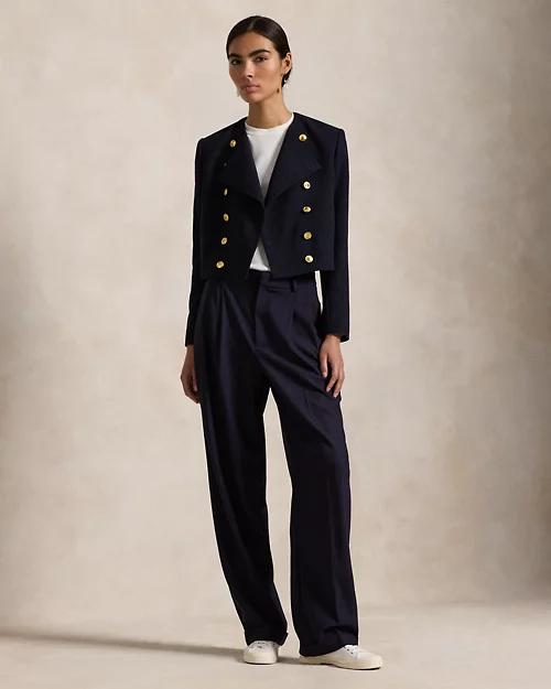 lauren ralph lauren Chaqueta recortada de crepé de lana para mujer | Ralph Lauren® ES Descuentos del mes