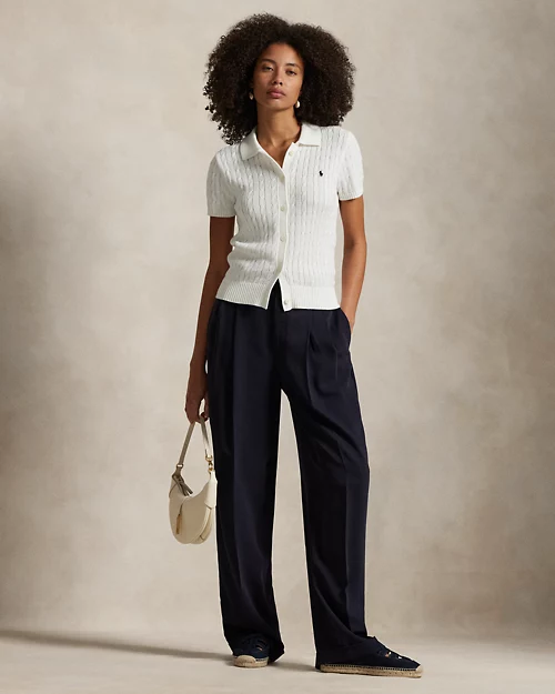 lauren ralph lauren Cárdigan tipo polo en punto de ochos para mujer | Ralph Lauren® ES Oferta exclusiva