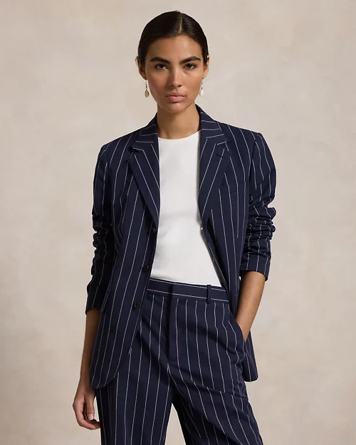 lauren ralph lauren Blazer de algodón y lino con rayas finas para mujer | Ralph Lauren® ES Descuento por venta flash