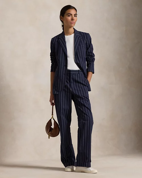 lauren ralph lauren Blazer de algodón y lino con rayas finas para mujer | Ralph Lauren® ES Descuento por venta flash