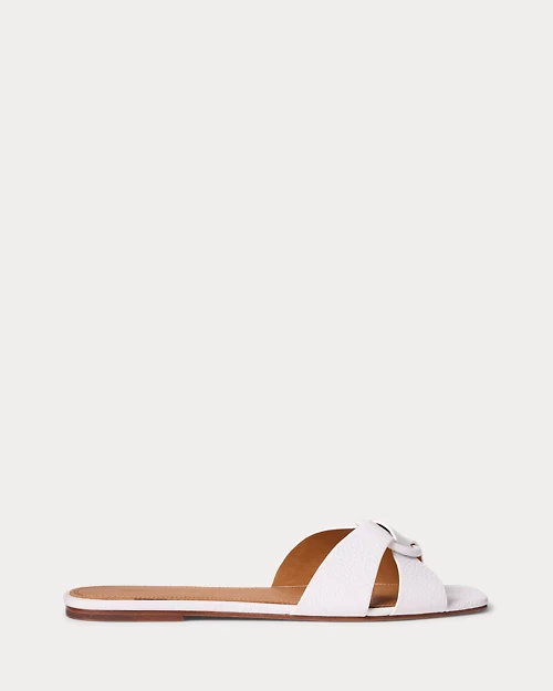 lauren ralph lauren Sandalia de piel granulada con anilla para mujer | Ralph Lauren® ES