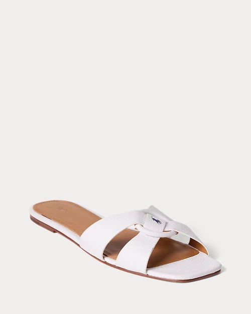 lauren ralph lauren Sandalia de piel granulada con anilla para mujer | Ralph Lauren® ES Grandes descuentos