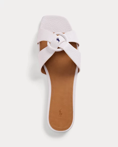 lauren ralph lauren Sandalia de piel granulada con anilla para mujer | Ralph Lauren® ES Grandes descuentos