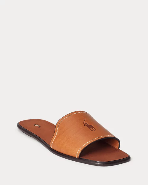 lauren ralph lauren Sandalia tipo chancla de piel vachetta para mujer | Ralph Lauren® ES Envío internacional gratuito