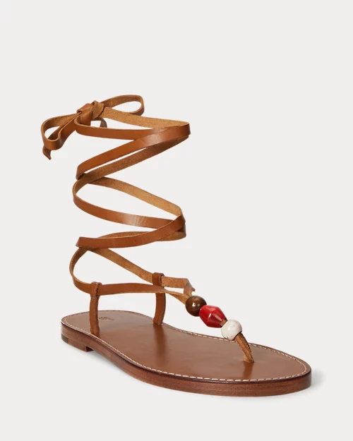 lauren ralph lauren Sandalia de piel con abalorios y tira para mujer | Ralph Lauren® ES Ahorra y exporta