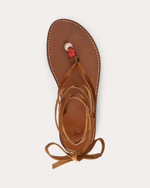lauren ralph lauren Sandalia de piel con abalorios y tira para mujer | Ralph Lauren® ES Ahorra y exporta