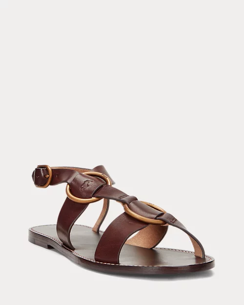 lauren ralph lauren Sandalia de piel con doble anilla para mujer | Ralph Lauren® ES Precios de Black Friday