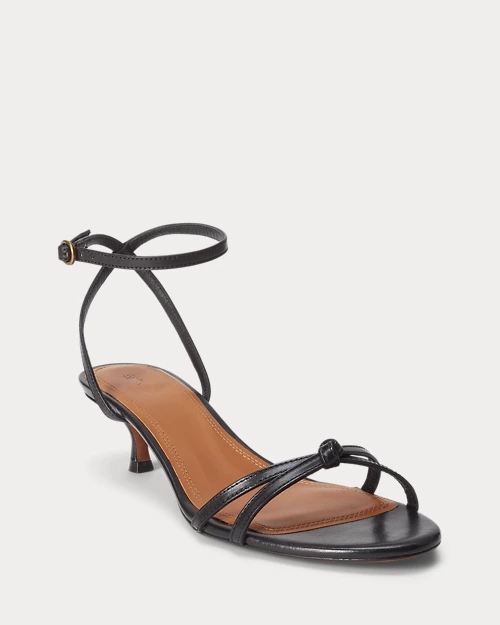 lauren ralph lauren Sandalia de piel con tacón kitten para mujer | Ralph Lauren® ES Outlet