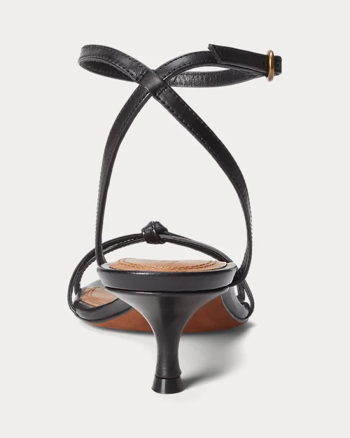 lauren ralph lauren Sandalia de piel con tacón kitten para mujer | Ralph Lauren® ES Outlet