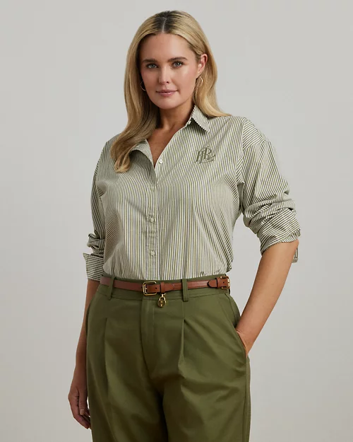 lauren ralph lauren Camisa de paño Relaxed Fit con rayas para mujer | Ralph Lauren® ES Ventas relámpago