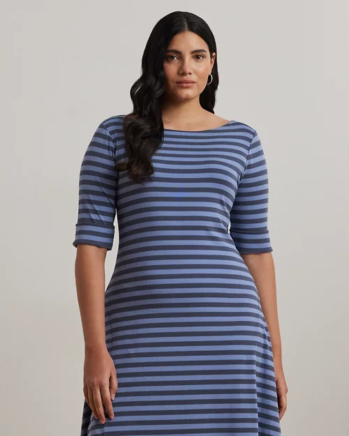 lauren ralph lauren Vestido de algodón elástico con rayas para mujer | Ralph Lauren® ES Liquidación