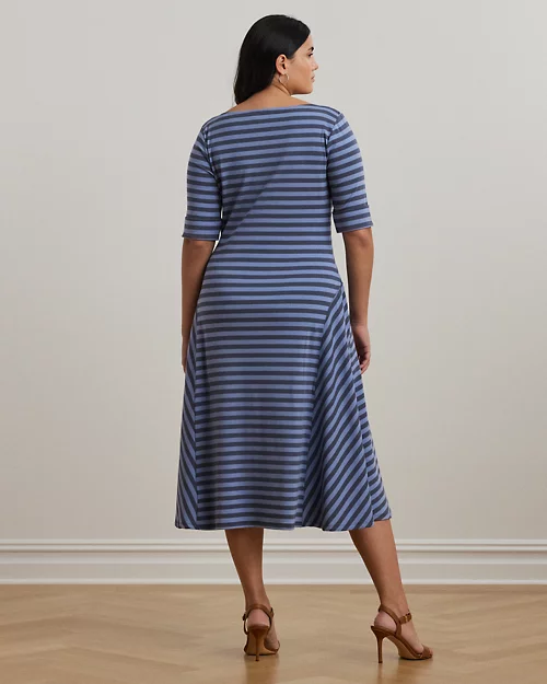 lauren ralph lauren Vestido de algodón elástico con rayas para mujer | Ralph Lauren® ES Liquidación
