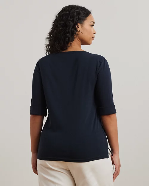 lauren ralph lauren Top de cuello barco de algodón para mujer | Ralph Lauren® ES Oferta especial