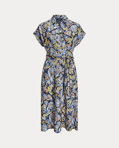 lauren ralph lauren Vestido de crepé estampado con cinturón para mujer | Ralph Lauren® ES ÚLTIMAS EDICIONES