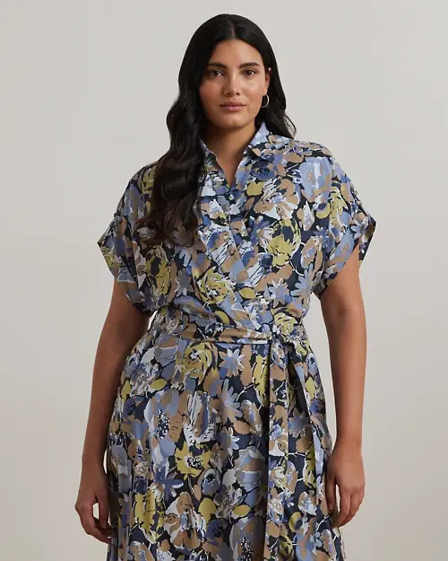lauren ralph lauren Vestido de crepé estampado con cinturón para mujer | Ralph Lauren® ES ÚLTIMAS EDICIONES