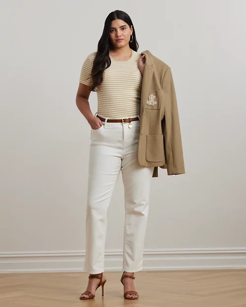 lauren ralph lauren Camiseta de algodón elástico con rayas para mujer | Ralph Lauren® ES Promoción trimestral