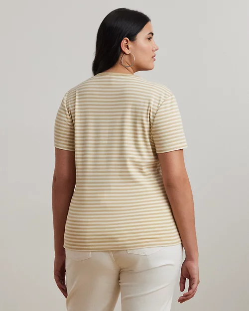 lauren ralph lauren Camiseta de algodón elástico con rayas para mujer | Ralph Lauren® ES Promoción trimestral