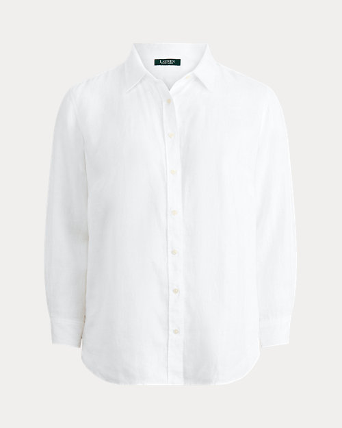 lauren ralph lauren Camisa de lino con manga vuelta para mujer | Ralph Lauren® ES Grandes descuentos