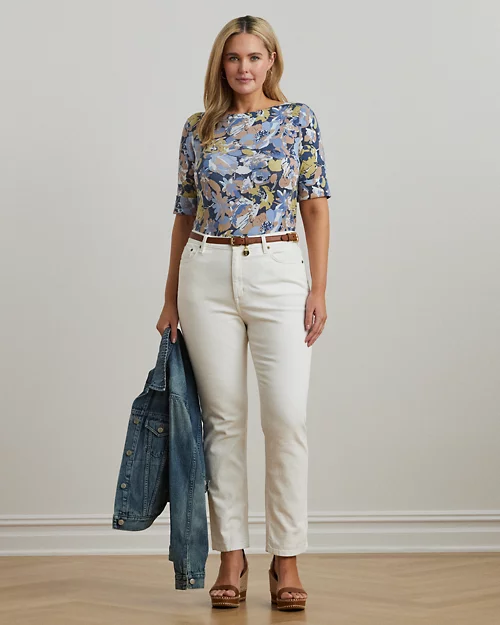 lauren ralph lauren Camiseta de algodón elástico estampada para mujer | Ralph Lauren® ES Envío internacional gratuito