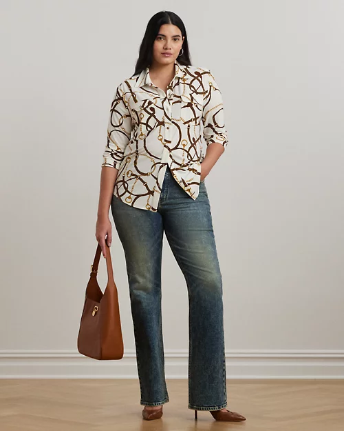 lauren ralph lauren Camisa Slim Fit de punto estampada para mujer | Ralph Lauren® ES Tienda de fábrica