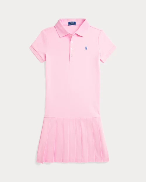 lauren ralph lauren Vestido polo de piqué elástico plisado para niña | Ralph Lauren® ES Libre de impuestos