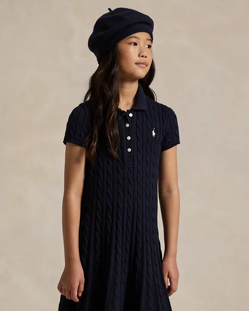 lauren ralph lauren Vestido tipo polo de punto de algodón para niña | Ralph Lauren® ES Descuento por venta flash