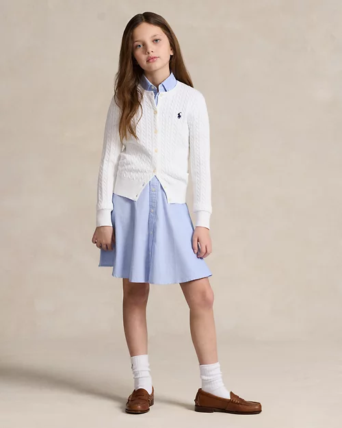lauren ralph lauren Cárdigan de algodón en punto de ochos para niña | Ralph Lauren® ES Ofertas especiales