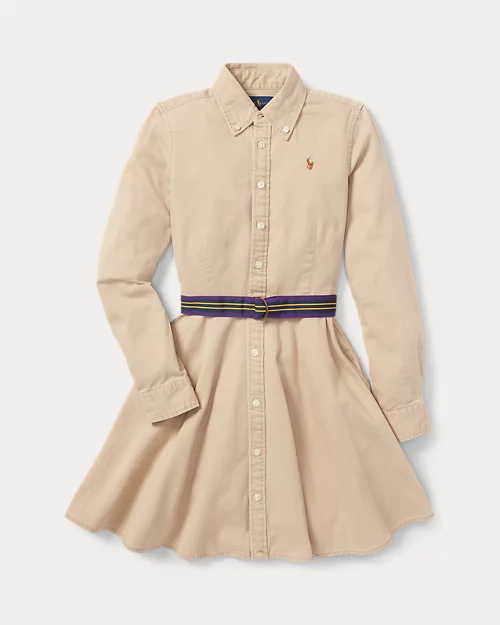 lauren ralph lauren Vestido camisero chino de algodón con cinturón para niña | Ralph Lauren® ES Ofertas