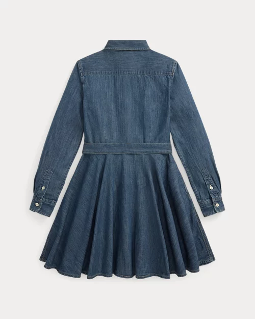 lauren ralph lauren Vestido camisero denim de algodón con cinturón para niña | Ralph Lauren® ES Venta caliente