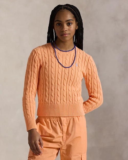 lauren ralph lauren Jersey de algodón en punto de ochos para niña | Ralph Lauren® ES Descuento
