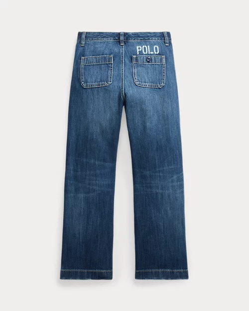 lauren ralph lauren Jeans de pernera ancha con logotipo para niña | Ralph Lauren® ES Tienda